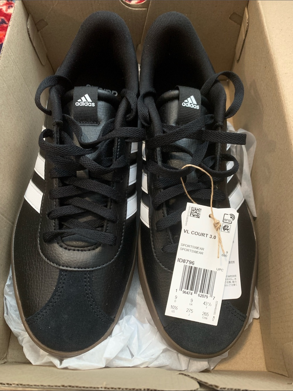 NWT adidas Black and White VL Court 3.0 Sneakers